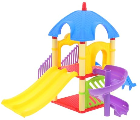 IMIKEYA Modello di scivolo per parco giochi in miniatura per la decorazione della casa delle bambole liscio sabbiato materiale non tossico compatto per uso interno accessorio educativo per ragazzi