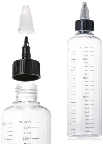 Clofiak 2Pcs Applicator Bottle for Hair, 8.5oz Twist Top Squeeze Oil bottles, Plastic Hair Color Bottle Dispenser Container for Scalp Root Dye Container with Clear Graduated Scale