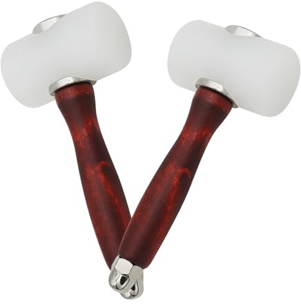 EXAOMBLE 2pcs Dual Head Nylon Mallet with Wooden Handle for Leather Crafting Shock-Absorbing Hammer for DIY Engraving Stamping and Leatherworking Projects Comfortable Grip Tool for Precise