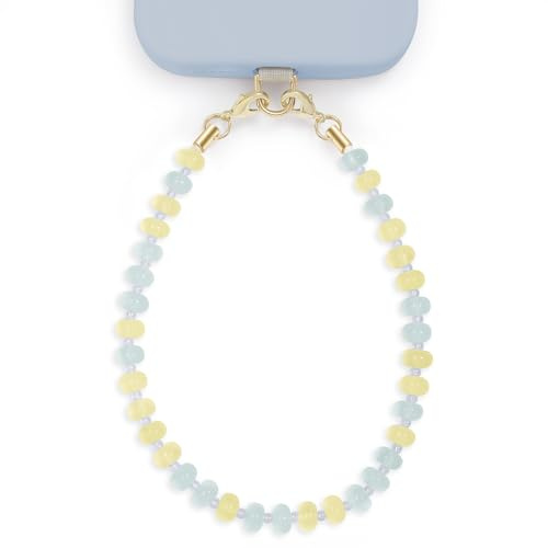 POSADINA Natural Stone Phone Charm, Beaded Healing Phone Wrist Strap, Handmade Cellphone Chain Lanyard with Tether Tab