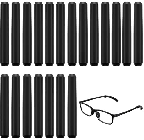 Guduling 20 Pcs Glasses Ear Cushions,Anti-Slip Elastic Temple Tips Sleeve Retainer,Soft Comfort Eyeglass Gripper Pads for Reading Glasses, Sunglasses & Sports, All-Day Comfort Grippers(Black)