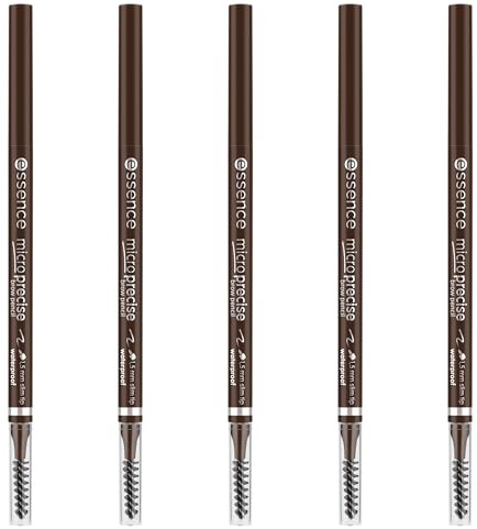 essence micro precise brow pencil, Augenbrauenstift, Nr. 06, Braun, langanhaltend, definierend, natürlich, vegan, wasserfest, ohne Mikroplastikpartikel, ohne Parabene, 5er Pack (5x0.05g)