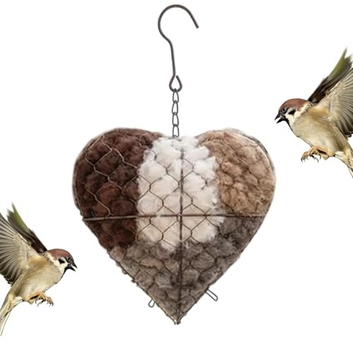 Handgefertigtes Vogelnest In Herzform Aus Alpakafaser, Handgefertigtes Herz Zum Nisten Von Vögeln, Nachfüllbares Vogelhaus Nistkasten, Nachfüllbares Haus Für Den Winter Garten Terrasse Vogelschutz