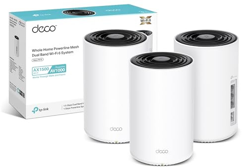 TP-Link Deco PX10(3-pack) AX1500Mbps +AV1000 Powerline Mesh WiFi 6 System, Dual-Band WiFi Extender Booster, 3x Fast Gigabit Ports, AI-Driven Mesh, Cover up to 6,100 ft², Connect up to 120 devices