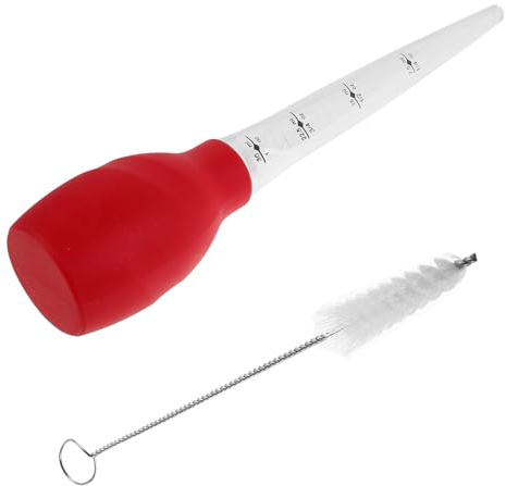 Luxshiny Silicone Turkey Baster with Cleaning Brush Small Food-grade Silicone Oil Basting Tube for Cooking Marinating Beef and Chicken for Roasting and Bbq