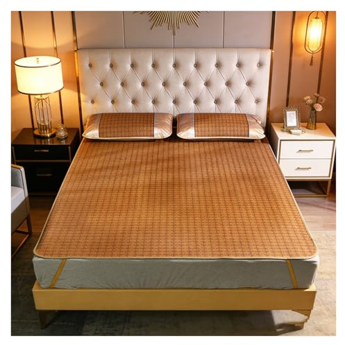 SYLUOQP Estera for Dormir de bambú de Verano, Estera de bambú Plegable de Doble Cara for Cama, colchón de enfriamiento con Almohadilla de ratán de Verano Tradicional(135cm/53IN)
