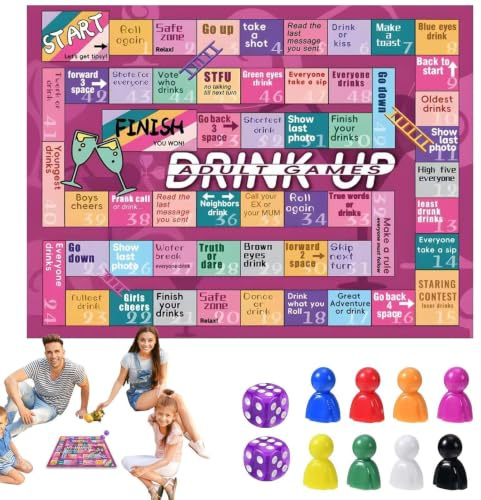 Generisch Trinkspiele – Leder, Keine Angabe, Trinkbrettspiel Für Erwachsene, Interaktiv | Lustige Partyspiele Für Kinder Ab 14 Jahren. Interaktive Würfelspielmatte