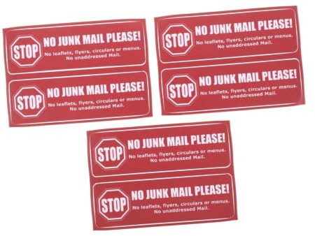 CORHAD 3 Ark Självhäftande Brevlådestickers med Tydlig No Junk Mail -varning för Hem och Skyddar mot Reklam och Oönskad Post Anpassad för Utomhusbruk på Brevlådor och Postlådor