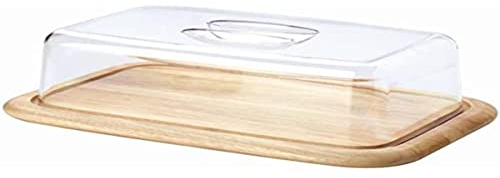 Continenta Käseglocke, Käsebrett, 2-teilig, eckig, aus Gummibaumholz, Größe: 38,5 x 25,5 x 11,5 cm