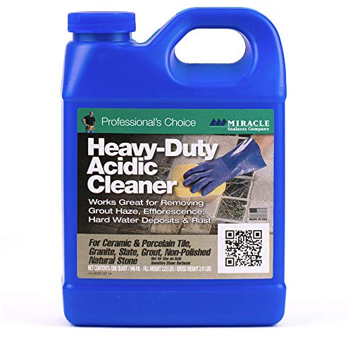 Miracle Sealants Heavy-Duty Acidic Cleaner for Tile & Stone, Grout Haze, Rust Stain & Efflorescence Remover, Quart