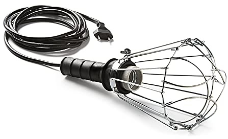 FAMATEL – Lámpara portátil goma | Lámpara de trabajo | 200W | Con cable de 5m | Bombillas E27 | Producto certificado con CE | Negro