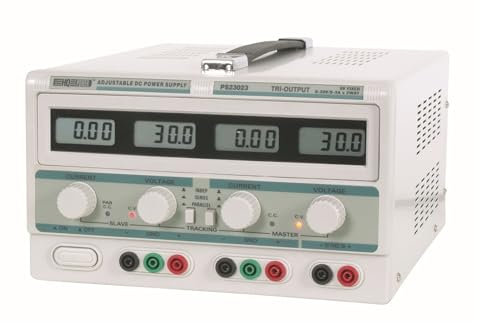 Velleman Suministro de laboratorio, ajustable, 2 x 0-30 VCC/0-3 A, + 5 VCC fijo/3 A, limitación de corriente, protección contra cortocircuitos, 4 lcd, pantallas grises