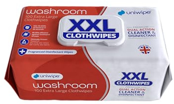 Uniwipe Washroom Wipes, 38 cm x 25 cm, Pack of 100