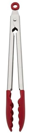 KitchenAid Silicone Stainless Steel Tongs, 12 Inch, Red