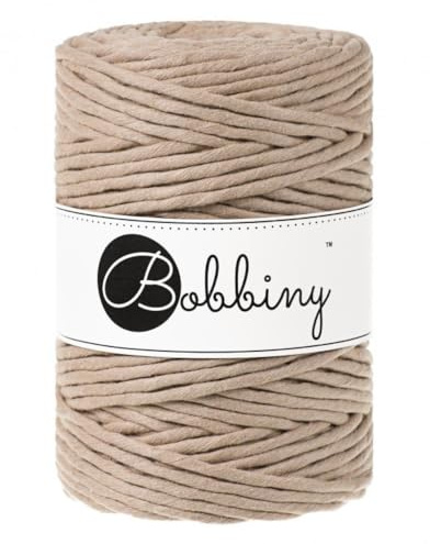 Bobbiny enkeltvinnat makramégarn, XXL, 5 mm, (sand), 100 m