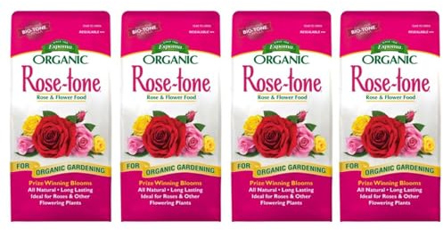 Espoma Organic Rose-Tone 4-3-2 Organic Fertilizer for All Types of Roses and Other Flowering Plants. Promotes Vigorous Green Growth and Abundant Blooms. 8 lb. Bag - 4 Pack