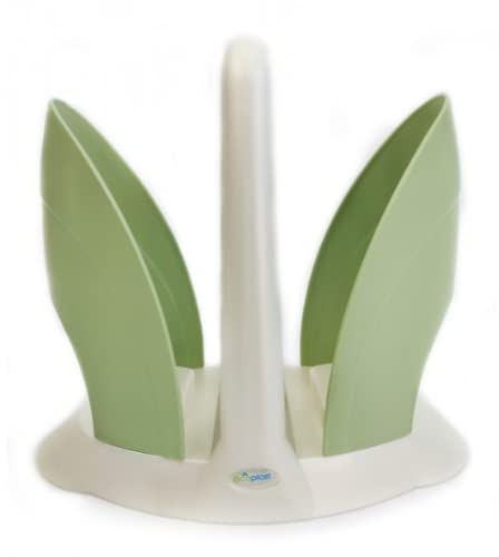 Ecoplast | Portabicchieri in Plastica, per Bicchieri Plastica Usa e Getta, Bianco Perla & Verde, 22,3x12,5x20, Made in Italy