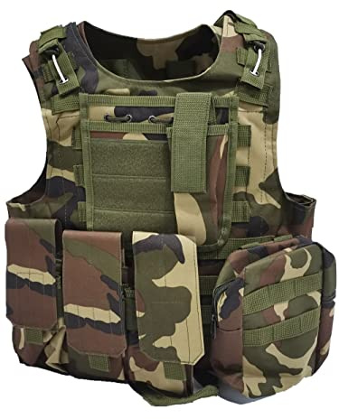 MERCIYD Utomhus militär taktisk väst, fältspelkläder, paintball, skyddsutrustning, luftpistol skyddande väst, lämplig för utomhusjakt, stridsträning, Djungel, one size