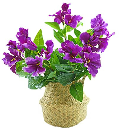 5 Sträuße mit künstlichen Azaleen-Blumen, festlich, für Zuhause, Büro, Innen- und Außenbereich, Garten, schöne Dekoration, Blumenstrauß (lila)
