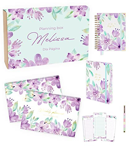 Planning Box Melissa – Kalender 2022 2023 Tag Seite – Geschenkbox – inklusive akademischer Tagesplaner, Wochen- und Monatsplaner, Flex Print, Checklist und Pen