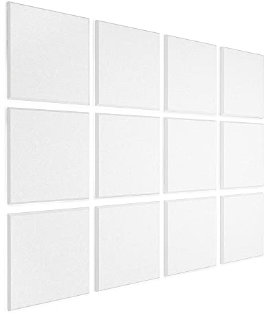 vilz 12 paneles de pared de diseño acústico de fieltro reciclado – aislamiento acústico cuadrados 250 x 250 x 9 mm color blanco para juegos, oficina, pasillo