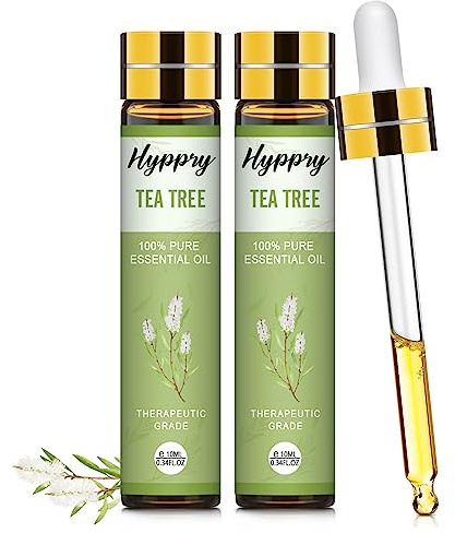 Hyppry 2 x 10ml Tea Tree Essential Oil, 100% Pure Natural Tea Tree Oil Oil for Diffuser, Relaxation, Massage, Soaps & Candles Making
