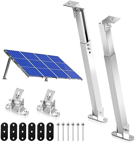 Eulenke Lot de 1 paires de supports de panneau solaire, pour centrale de balcon, toit plat, angle réglable de 0 à 60 °, support pour panneau solaire, PV, photovoltaïque, fixation de panneau solaire