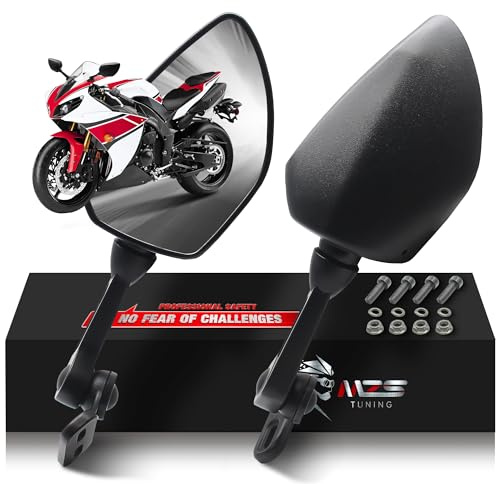 MZS Racing Motorcycle Mirrors, Rotatable Sport Bike Rearview Side Mirror Fairing Adjustable Black Compatible with YZF R1 R1M R6 R6S CBR600RR CBR1000RR CBR600 F4 F4I CBR250R CBR300R CBR500R VTR1000