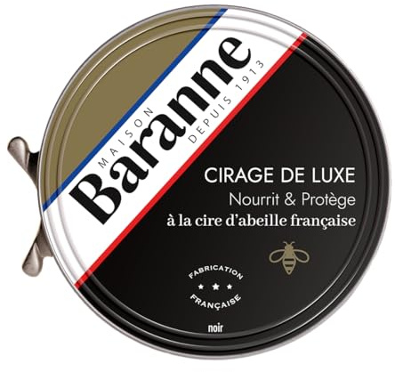 Baranne - Cirage de Luxe Noir | Cire d'Abeille Française | Nourrit, Ravive & Assouplit | Brillance Longue Durée | Chaussures Cuir | 75ml