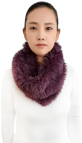 Lina & Lily Shaggy Faux Poodle Fur Women's Autumn Winter Infinity Scarf Snood Neck Warmer (Purple)