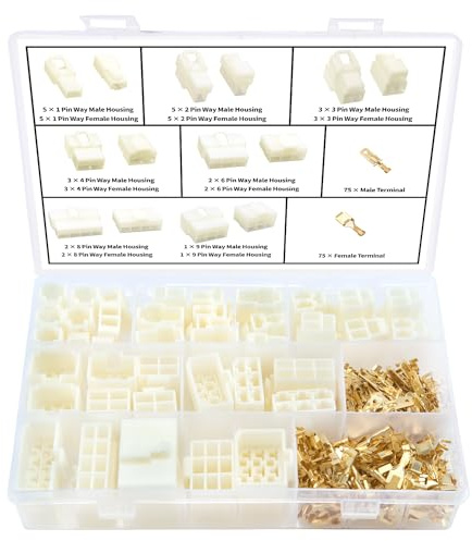 YIXISI 192 PCS 6.3mm 1 2 3 4 6 8 9 Pin Automotive Electrical Wire Connectors Kit, Male/Female Wire Connector Housing and Pin Header Crimp Wire Terminals, for Motorcycle, Bike, Car, Boats
