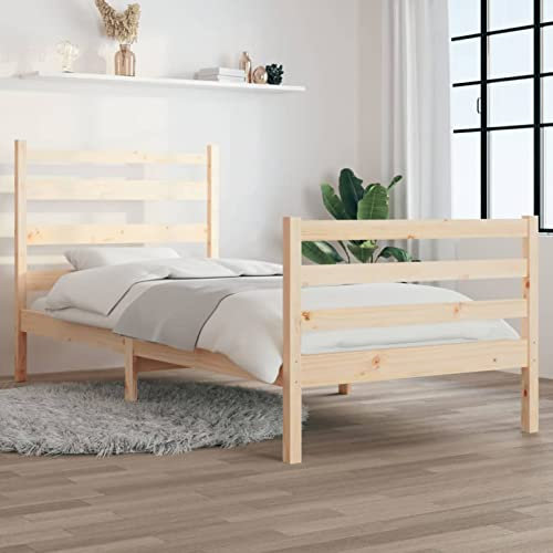 Gecheer Massivholzbett Bettrahmen Seniorenbett Holzbett Einzelbett Balkenbett Komfortbett Futonbett Jugendbett Landhausbett Gästebett Betten Bett Kiefer 90x200 cm