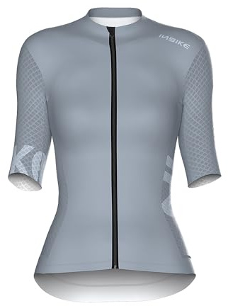 INBIKE Radtrikot Damen Kurzarm Fahrradtrikot Sommer Atmungsaktiv Trikot Fahrrad Rennrad Shirt Fahrradbekleidung Grau M