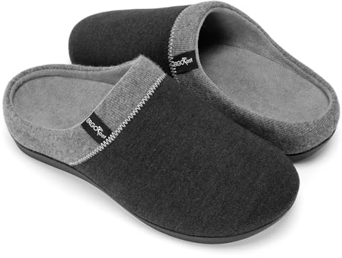ERGOfoot Pantuflas ortopédicas con soporte de arco, cómodas zapatillas ortopédicas para casa con goma antideslizante para interiores y exteriores, gris, 42 2/3 EU