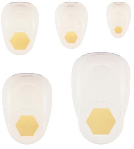 Vaessen Creative Craft Paper Punch - Hexagons - 5 Pcs - Various Sizes - Circle Cutter for Crafting and Card Making