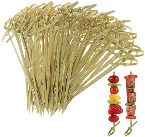 1000 Stück Cocktailspieße, 10,4 cm Zahnstocher mit Schlaufenknoten, handgefertigte Stäbchen für Vorspeisen, natürliche Holzspieße für Getränke, Obst, Charcuterie, Cocktail-Party oder Barbecue