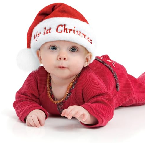 Weihnachtsmütze Baby Nikolausmütze Baby My 1st ChristmasPlüsch Weihnachtsmann mütze Rote Santa Mütze Bequemes Dicker Klassischer nikolaus mütze aus Samt für Gedenken festliche Partys im neuen Jahr