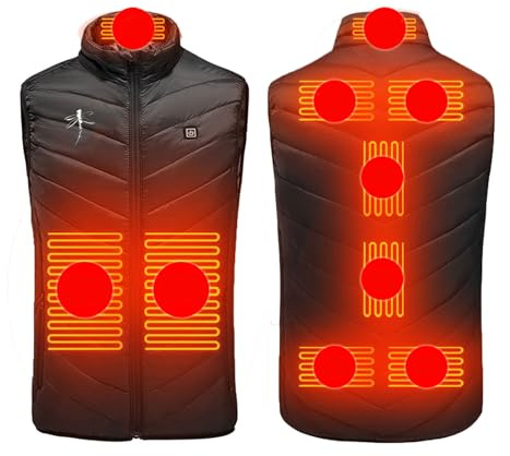 Chaqueta Calefactable Adecuado Para Hombres y Mujeres Chaleco calefactable recargable por USB de Acampa 9 Zonas 3 Temperaturas Ajustables chaleco calefactor eléctrico (sin batería) Viajes