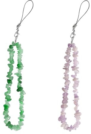 HDGSAFD 2 Pièces Chaînes De Téléphone Portable en Cristal, Chaînes De Téléphone Portable en Gravier, Bracelets en Pierre De Cristal, Accessoires De Téléphone Portable