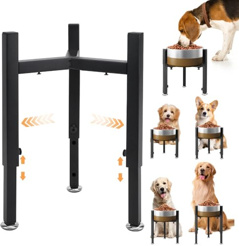 Soporte metálico Elevado para comederos de Perro, Upgrade4, Regulable en Altura de 18 a 27 cm y en Anchura de 20 a 37 cm, Soporte Elevado para comederos para Perros pequeños, medianos y Grandes
