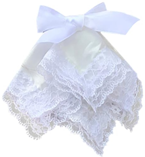 Saiyana Lazos de encaje para el pelo, lazo grande, pañuelo para la cabeza, clip plano, horquilla de balletcore, elega (blanco)
