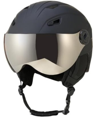 Baoblaze Skihelm mit integriertem Visier, verstellbare Passform, atmungsaktiver Skihelm, Schlagfestigkeit, Schneesporthelm, Snowboardhelm, Schwarz, L