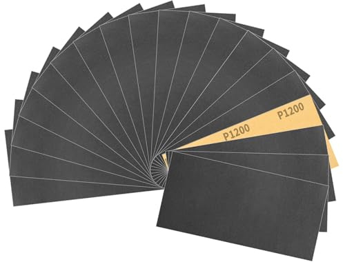 Sruhrak 93x230mm Papel de Lija Resistente al Agua, 30 Piezas de Lija para Uso en Húmedo y en Seco, Grano 1200, para Trabajar la Madera, Desincrustar Metales y Preparar Superficies.