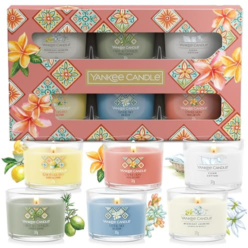 Yankee Candle Set de Velas Perfumadas, Mini Velas Votivas Perfumadas, Mezcla de Cera con Soya, Colección Hello Italy, Regalo para Mujeres, 6 Unidades