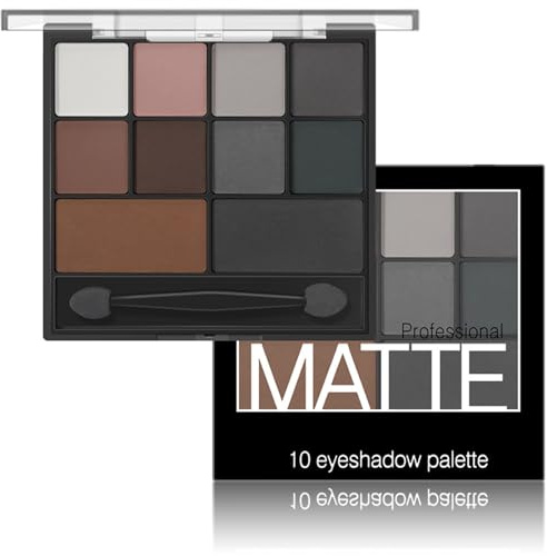Black Eyeshadow - Matte Smokey Eyeshadow Palette - Intense Pigment Grey & Black Shades, Waterproof & Long-Lasting. Includes Dual-Ended Brush for Effortless Smokey Eye Looks, Suitable for Women