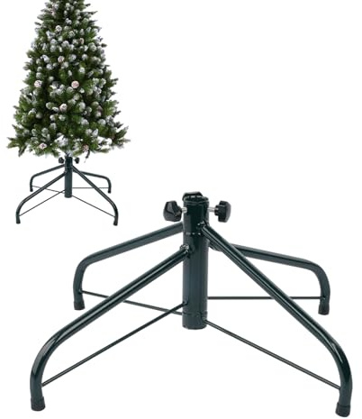 Ouvin Supporto per albero di Natale, base in ferro e metallo, cuscinetto in gomma con vite a testa zigrinata (43 verde)