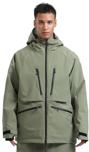 GSOU SNOW Damen Herren Baggy Skijacke Winddicht Isoliert Kapuzenmantel | 15K Wasserdicht,10K Atmungsaktiv,Winddicht Kapuze,Isolierte Schneeschürze,Achsel Lüftung,Mehr Taschen,Winter Schneesport