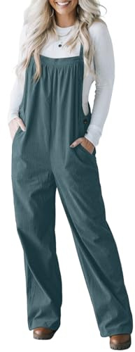 IWOLLENCE Corduroy Dungarees Women Adjustable Strap Overalls Bib and Brace Jumpsuit for Women UK Ladies Corduroy Jumpsuits with Side Buttons and 4 Pockets