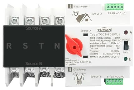ATS su guida Din 4P trifase 4 fili for fotovoltaico e inverter Selettori di trasferimento automatico a doppia alimentazione Ininterrotto 63A 100A 125A(125A)