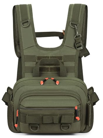 BDKMMS Fishing Chest Pack, Waterproof & Breathable Fly Fishing Storage Pack with Reflective Strap, Multi-Pockets Tackle Backpack for Men Women